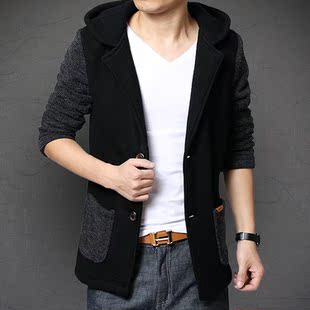 真维斯男装新款韩版修身<em>连帽针织衫开衫男</em>毛衣