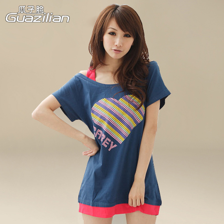 韩版新品质长款假两件..