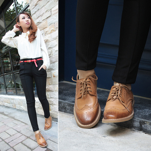 春季新款 真皮英伦复古女鞋布洛克鞋牛津鞋单鞋平底鞋 手工鞋
