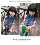 儿童<em>马夹</em>2014韩版新款潮 碎花女童<em>牛仔马甲</em>上