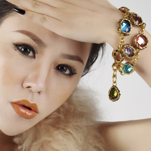  欧美原创手工饰品手链 巴洛克女民族复古手链时尚多层紫水晶手链