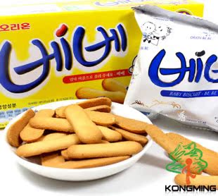  孔明 韩国进口儿童食品 好丽友baby手指饼干 磨牙棒 富含DHA 100g