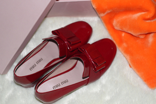  小艾家某品牌同款粗跟中跟婚鞋甜美蝴蝶结单鞋女复古真皮百搭