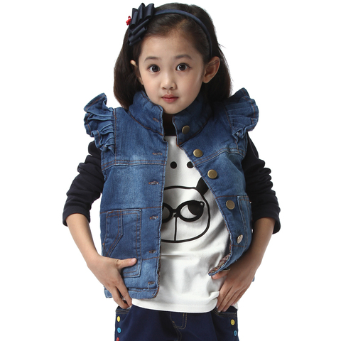 正品童装<em>马甲</em>背心 宝宝<em>女童牛仔马甲</em>背心棉马
