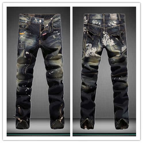 Джинсы женские DSquared2 561 DSquared2 DSquared2 Узкие брюки-карандаш Длинные брюки Заниженная талия Потёртые, Складки