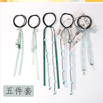 皮筋少女超仙古风头绳手链两用古风头饰飘带流苏丝带发圈汉服套装