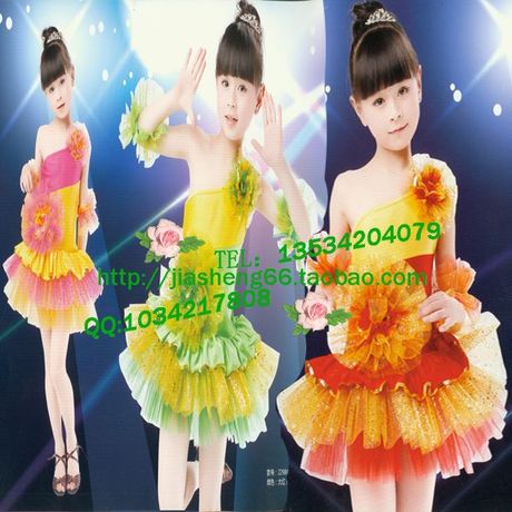 儿童演出服批发女童蓬蓬裙 现代舞蹈春天在哪