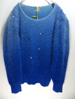 <em>毛衣搭配</em>_vintage复古着顶级安哥拉<em>超长</em>兔毛蓝