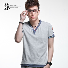 Heritage 2013 summer new leisure British style v-neck T-shirt men short sleeve cotton clothes individuality