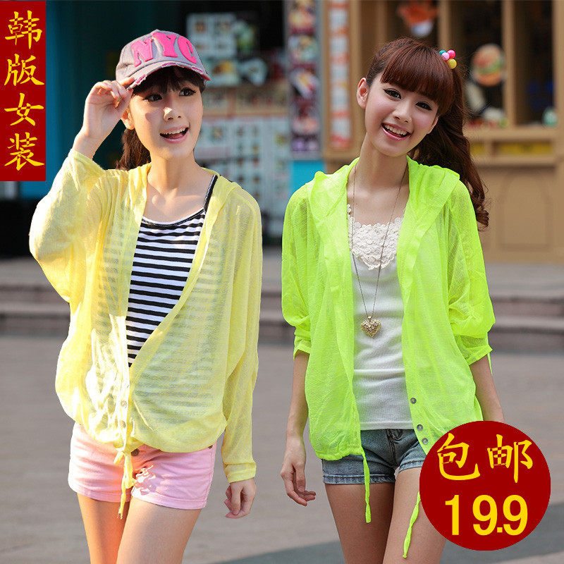 For post 2013 summer transparent authentic wild Korean Sun dress length sleeves Cardigan sun protection shirt slim Jacket Women