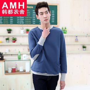  AMH春装新款韩版圆领套头贴布卫衣NX2031恊玖