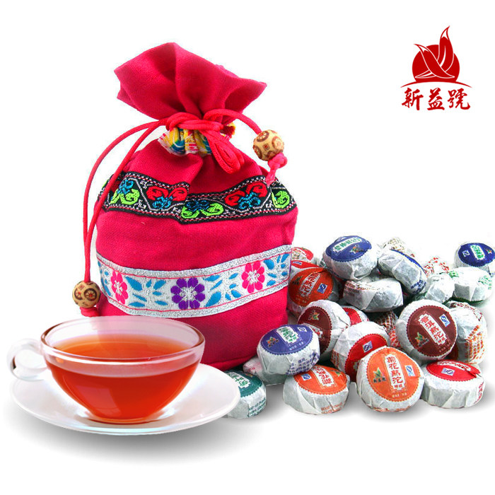 小沱茶 普洱茶 新益号特级10味50颗迷你小沱茶 荷叶 玫瑰茶叶包邮