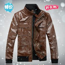 Одежда из кожи 惊爆！最新秋冬牛款外套 dsquared2修身帅气男装韩版男士pu皮皮衣 90zs1421/899