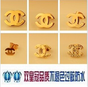  韩国韩版时尚款镀金玫瑰金女款耳钉 钛钢女款耳环不掉色不过敏