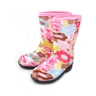  韩国代购shoe7●儿童防滑雨鞋中大童水鞋女童雨靴 梦幻粉色碎花
