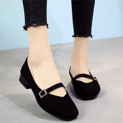 2018新款春夏季老北京布鞋女鞋 单鞋 黑色工作鞋一带 低跟玛丽珍