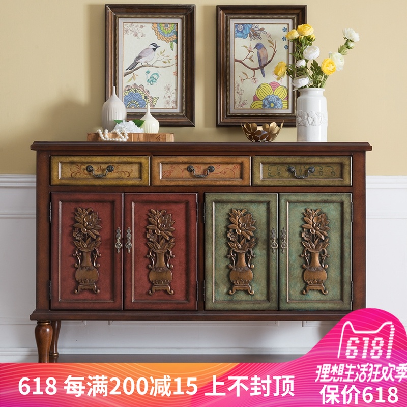 歐式實木鞋櫃美式鄉村餐邊櫃玄關櫃玄關台複古做舊雕花邊櫃子包郵在類目 住宅傢俱, 櫃類, 鞋櫃中 - 來自Buy2taobao.com提供專業的淘寶代購服務