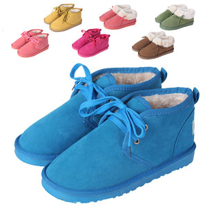  秋冬款雪地靴男女 低筒靴情侣 棉拖鞋包跟韩版系带短靴子包邮