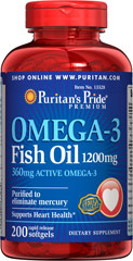  现货新包装puritan's Pride深海鱼油1200mg*200粒降血脂DHA EPA