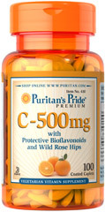  美国puritan's pride 天然玫瑰果维生素C/VC 500毫克100粒