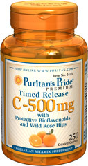  特价美国puritan's pride天然玫瑰果维生素C/VC缓释片500mg250粒