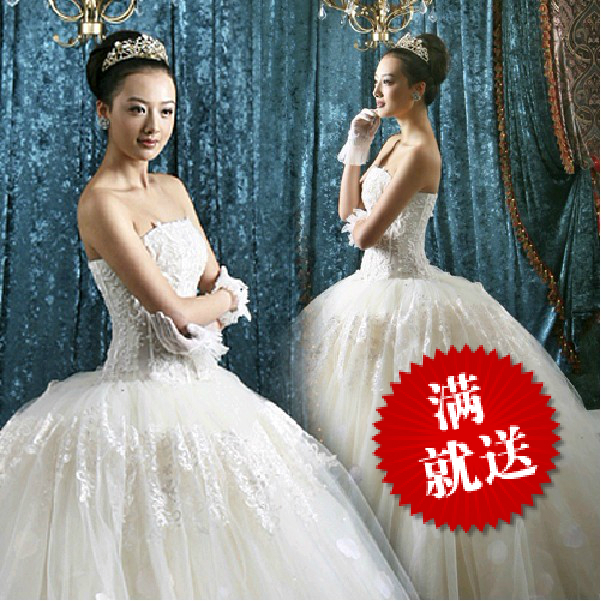 韩版韩式甜美公主新娘抹胸齐地婚纱礼服裙酒店2013最新款孕妇可穿 韩版韩式甜美公主新娘抹胸齐地婚纱礼服裙酒店2013最新款孕妇可穿