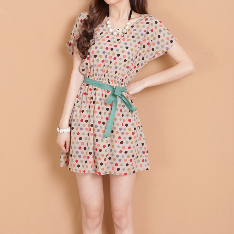 韩版甜美松雪纺连衣裙...