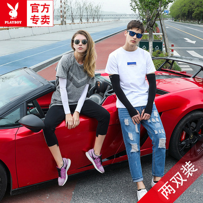花花公子男士夏季防晒冰爽袖套手套女薄长款开车护臂防紫外线袖子