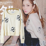 卓越购物短款<em>针织衫</em>蘑菇街美丽说韩版女装短款