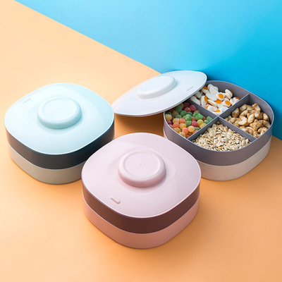 双层带盖干果盘家用分格零食盘 客厅茶几糖果盘塑料瓜子盘干果盒