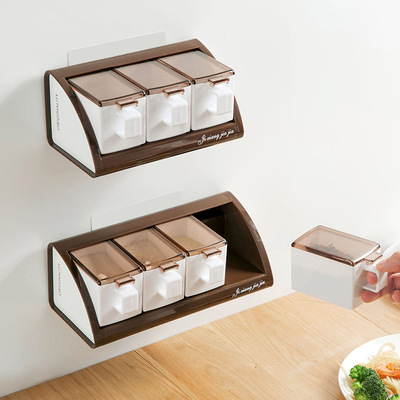 免打孔调味盒套装置物架厨房调味罐罐收纳盒壁挂调料盒调味料瓶