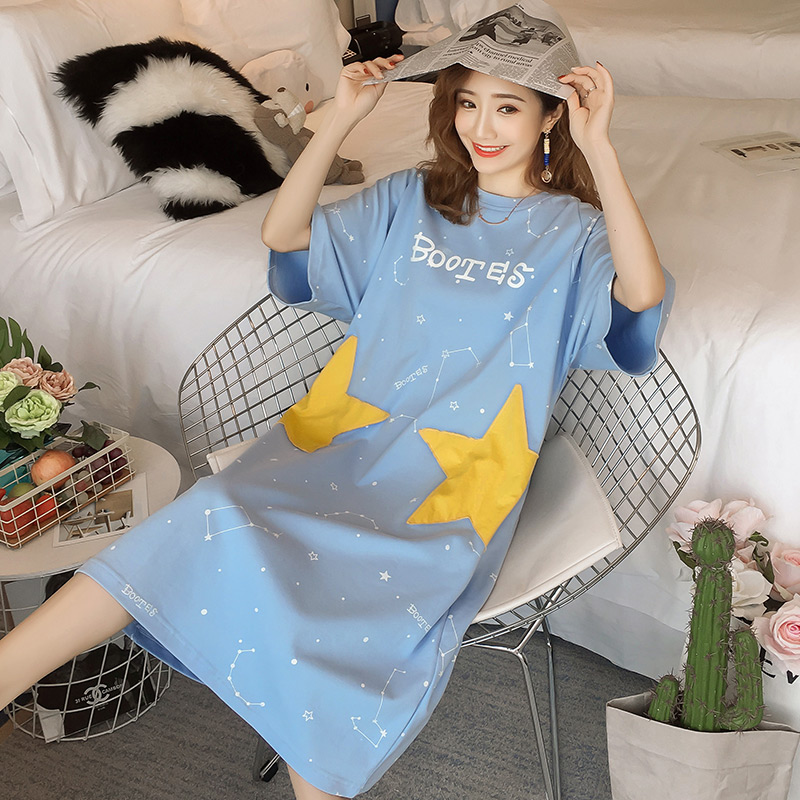 Nightdress summer pure cotton Short sleeved Princess wind summer Thin section Mid length version Sweet lovely Easy skirt pajamasin the Lingerie/Men's underwear/Tracksuit , Lingerie category - from Buy2taobao.com to provide professional Taobao agent buy service