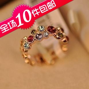  0623 韩版饰品 时尚淑女彩钻戒指指环 女