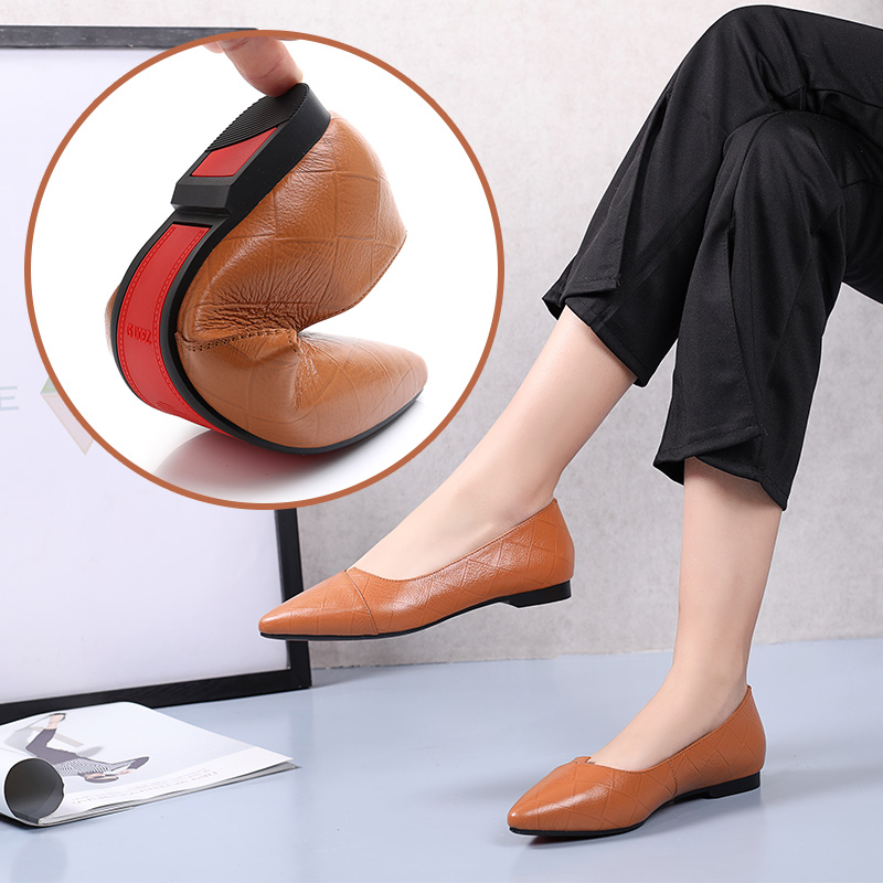 2019 new pattern Single shoes Flat bottom Versatile Shallow mouth Tip Women's Shoes Doug shoes soft sole genuine leather fairy leather shoesin the Women's Shoes, Low shoes category - from Buy2taobao.com to provide professional Taobao agent buy service