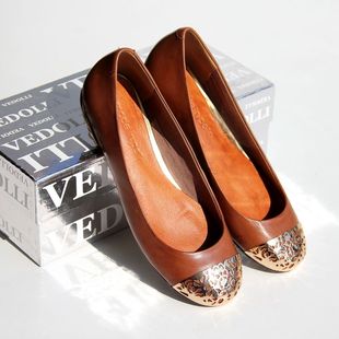  特~原单牛货！大牌气质真皮平跟单鞋大码平底鞋女浅口鞋36-4041码