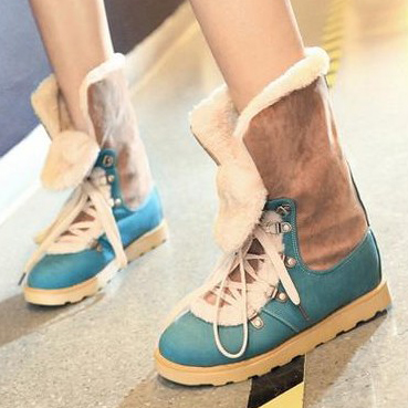 雪地靴百搭翻边学生短靴...