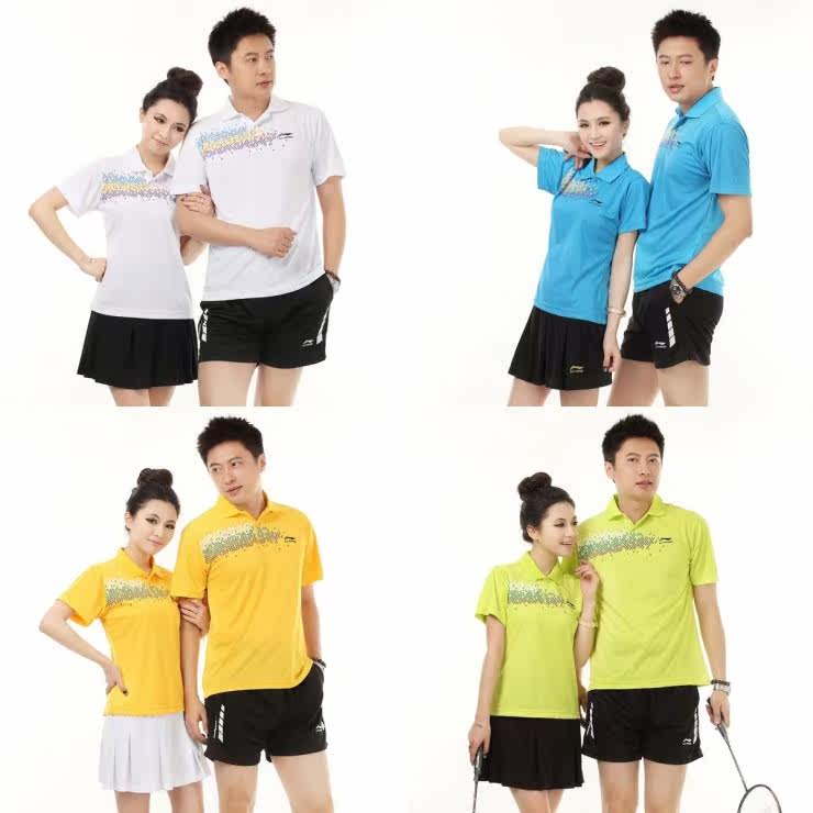团购批发专柜李宁翻领<em>羽毛球</em>服运动<em>短裤裙</em>T恤