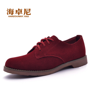  海卓尼新款春季休闲鞋平底真皮牛津鞋单鞋平跟欧美英伦风女鞋