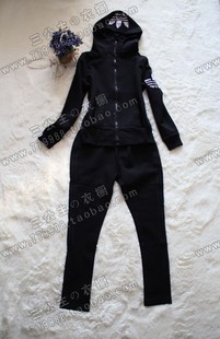  欧洲站春装新款三叶草镶嵌亮钻卫衣套装女款休闲明星款