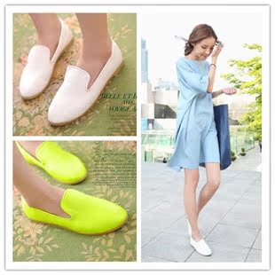  春季新款欧美风糖果色英伦休闲百搭平底圆头单鞋 平底鞋女鞋