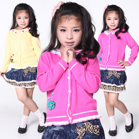 女童春秋新款纯棉<em>开衫儿童莫代尔</em>棉针织衫女童