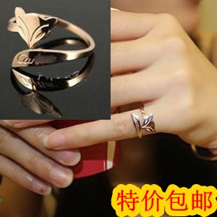  卡*亚可爱九尾狐仙狐狸戒指 女 玫瑰金钛钢饰品尾戒 情侣礼物