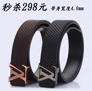  lv皮带 原版头层小牛皮腰带 男士皮带 路易大气铜扣威登女式腰带