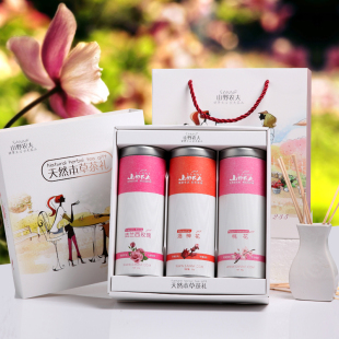 山野农夫 养颜三宝 玫瑰花茶/洛神花/桃花 花草茶组合 花茶礼盒