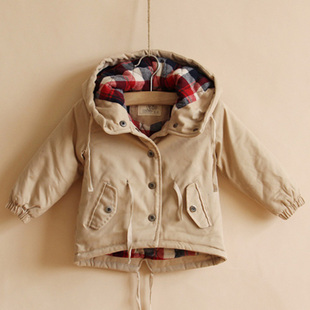  秒杀！ 新款童装男女童宝宝格子里衬全棉双层风衣儿童燕尾风衣