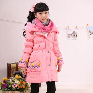  儿童羽绒服 小孩女童  韩版公主中长款 中大童冬装 正品童装