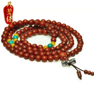  凡碧缇 同料顺纹印度小叶紫檀佛珠手链108 隔绿松石小叶紫檀手串