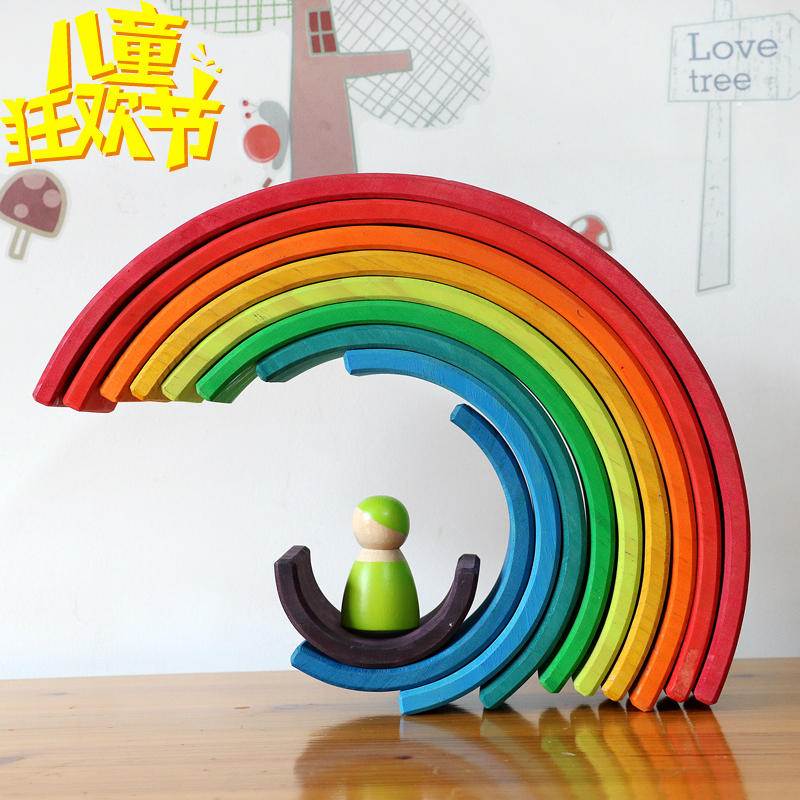 蒙氏益智大号12片拱桥彩虹积木幼儿童早教叠叠乐木制玩具2-12岁在类目 玩具/童车/益智/积木/模型, 串珠/拼图/配对/拆装/敲打玩具, 拼图/拼板中 - 来自Buy2taobao.com提供专业的淘宝代购服务