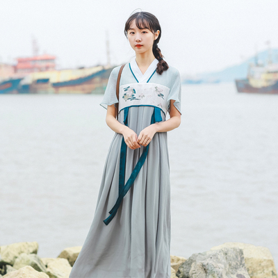 少女汉服女夏季仙气改良版现代日常中国风飘逸古风服装学生连衣裙