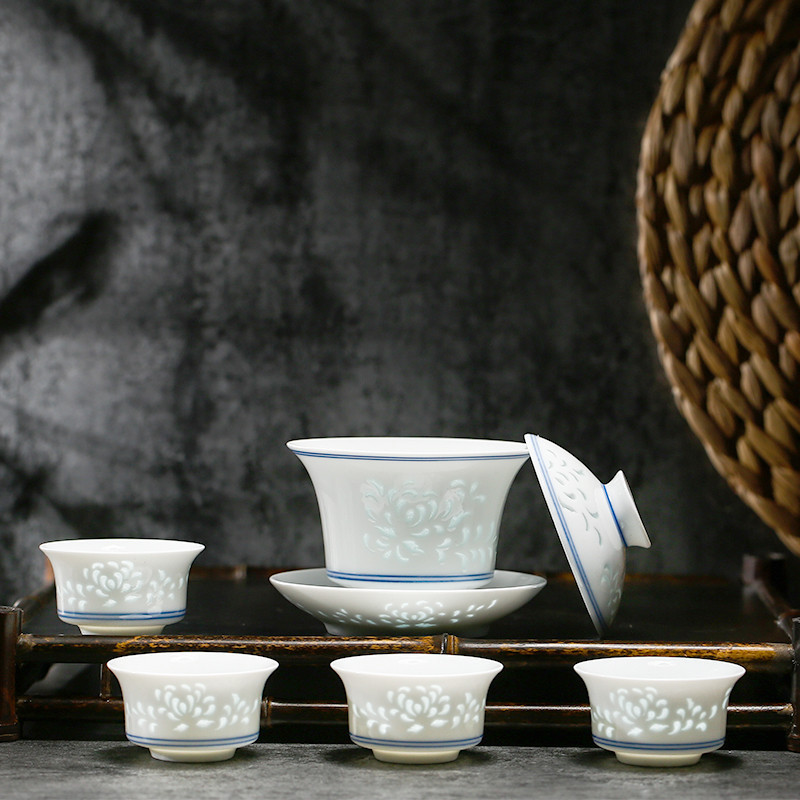 富玉 景德镇青花陶瓷玲珑茶具套装个性功夫泡茶壶茶杯整套茶具|msdalam kategori pinggan mangkuk, set teh, Pakej teh - dari Buy2taobao.com untuk memberikan perkhidmatan ejen Taobao profesional membeli